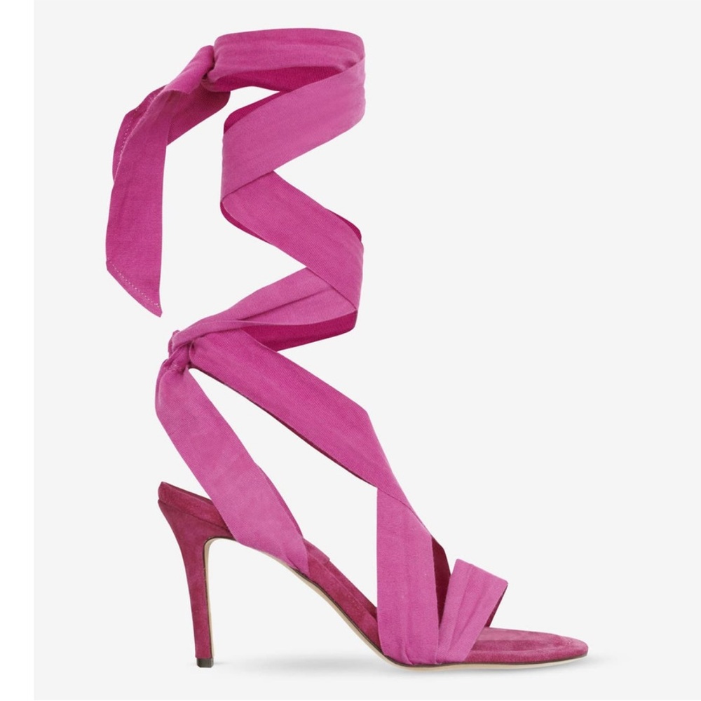 Isabel Marant Arieli Magenta Suede Canvas Lace Up Sandals EU 36 Resort Chic Boho